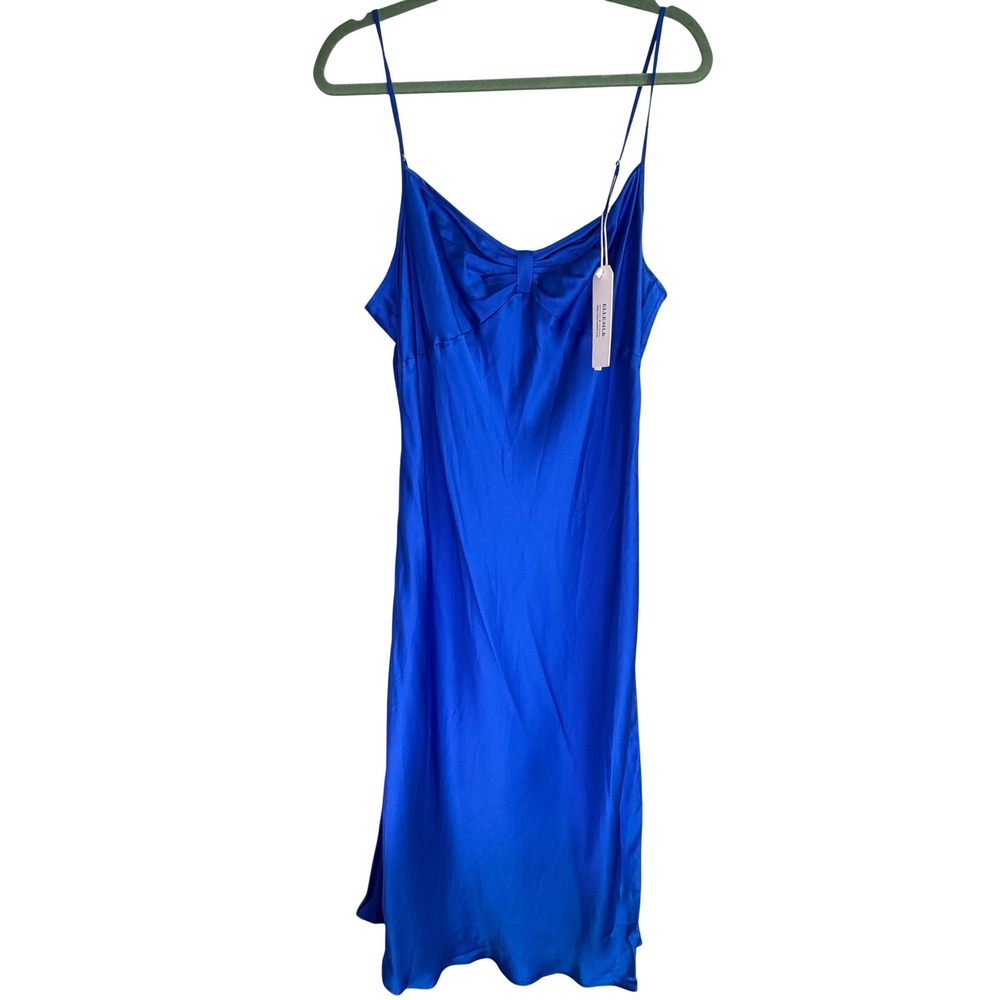 Elle Silk Mulberry Silk Slip Dress Women XL Blue Coquette Ethereal NEW Quiet Lux